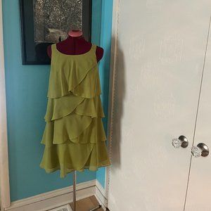 Green Chiffon Ruffle Dress by Debenham's Petite